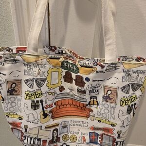 Graphic Cream Canvas Tote with Multicolor Print